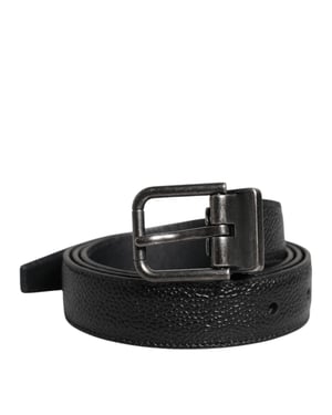 Dolce & Gabbana Zwart Kalfsleer Klassieke Metalen Gesp Riem