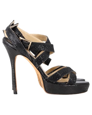 Jimmy Choo Vamp platform sandalen met glitter in zwart leer