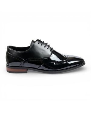 Zwarte herenschoenen van lakleer met vleugelneus (PV-model)