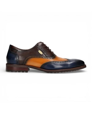 Lorenzo Conti Heren Brogue Oxford Schoenen van Blauw Bruin Leer - Antonin 01