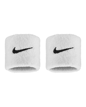 Nike Klassiek Swoosh polsbandje (Set van 2) (Wit/zwart)
