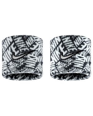 Nike Klassieke Swoosh Dri-FIT Polsband (Set van 2) (Zwart/Wit)