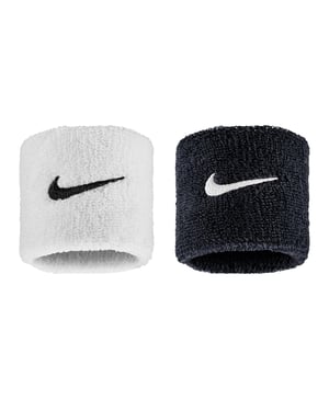 Nike Klassieke Swoosh Zweetband (Set van 2) (Zwart/Wit)