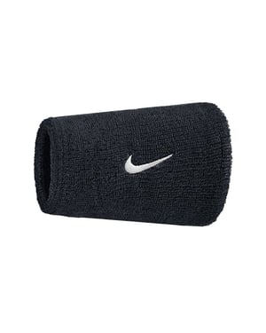 Nike Klassieke Swoosh dubbel brede zweetband (Zwart/Wit)