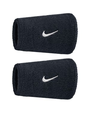 Nike Klassieke Swoosh dubbel brede polsband (Set van 2) (Zwart/Wit)