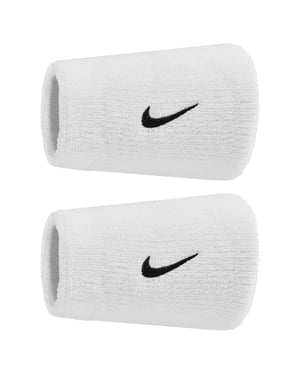 Nike Klassieke Swoosh dubbel brede polsband (Set van 2) (Wit/zwart)