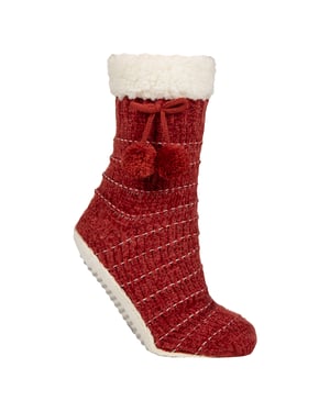 1 Paar Dames Chenille Slipper Sokken met Moccasin Zool - Zachte Gezellige Comfort