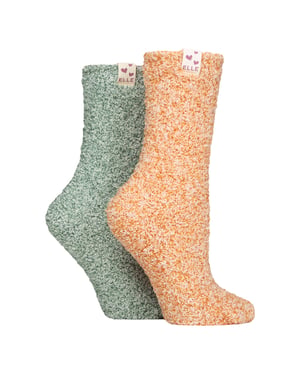 2-Pack Dames Twee Kleurige Gezellige Bed- en Huissokken - Warme Zachte Ontspannende Comfort
