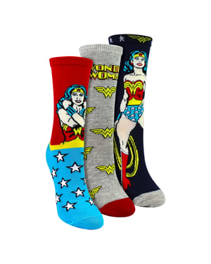 3 Paar Dames Katoenen Novelty Sokken - Wonder Woman Patroon Comfortabele Sokken