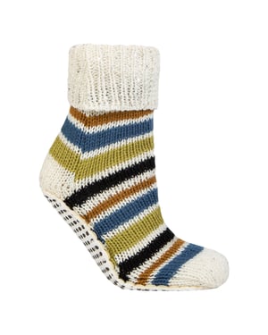 1 Paar Dames Chunky Fair Isle Moccasin Antislip Sokken - Warme Winter Slippersokken