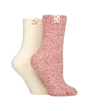2-Pack Dames Twee Kleurige Gezellige Bed- en Huissokken - Warme Zachte Ontspannende Comfort