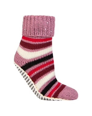 1 Paar Dames Chunky Fair Isle Moccasin Grip Sokken - Warme Winter Slippersokken