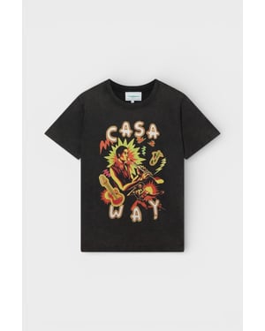 Casablanca Muziek Voor Het Volk Gedrukt T-Shirt Verbleekt Zwart