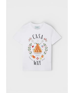 Casablanca Casa Way Dames Geprinte Aansluitende T-shirt Wit