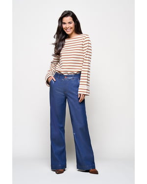 Caroline Tensen Charlotte Coated Broek Blauw