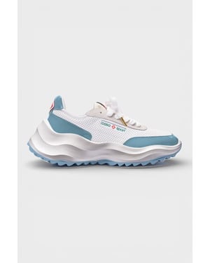 Casablanca Atlantis Dames Sneaker - Wit met Lichtblauwe Accenten