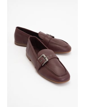 Jade Leren Plat Loafers Dames