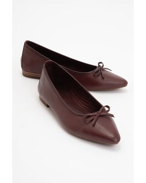 Ruby Leren Puntige Teen Platte Schoenen