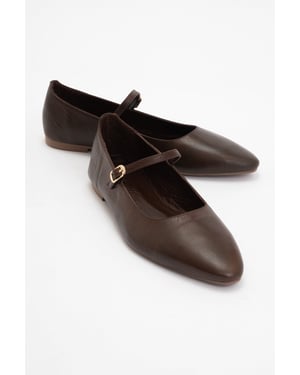 Lara Leren Mary Jane Platte Schoenen