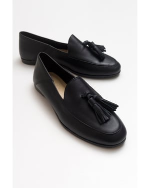 Mona Zacht Leren Kwast Loafer Dames