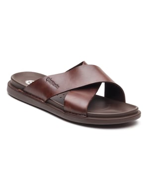 Base London Drift Leren Heren Bruine Sandalen