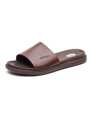 Base London Albany Leren Heren Bruine Slides