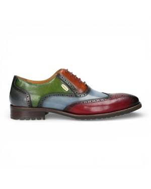 Lorenzo Conti Heren Brogue Oxford Schoenen Zwart Bordeauxrood Leer - Antonin 01