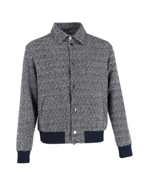 Etro Bomberjack met textuur, marineblauw, katoen