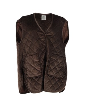 Totême gewatteerd oversized vest in bruin corduroy