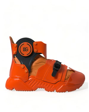 Dolce & Gabbana Oranje Multi Paneel Chunky Hoogtop Sneakers Schoenen