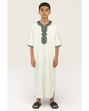Kinderen jongens witte Marokkaanse Thobe gewaad Djellaba Gandoura Eid Jubba-K-GG008