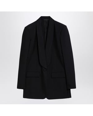 Zwarte Stretch Wolmix Blazer