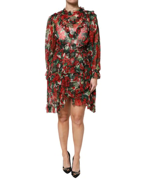 Floral Print Mini Jurk Ruffles