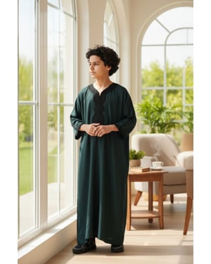 Kinderen jongens groene Marokkaanse Thobe Jubba Robe Eid Djellaba Gandoura LFS-K-HM62