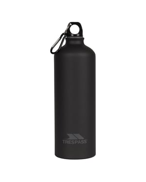 Trespass Volwassenen Slurp waterfles met karabijnhaak (1 liter) (Matzwart)