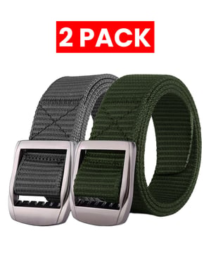 Enzo | 2-Pack Heren Canvasriem - Grijs & Khaki