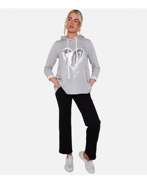 Grijze oversized A-lijn top met capuchon en hartprint