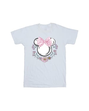 Disney Meisjes Minnie Mouse Strikjes & Bloemen Katoenen T-shirt (Wit)