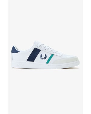 Fred Perry B725 Lederen Suede Heren Sneakers Wit/Navy/Mint