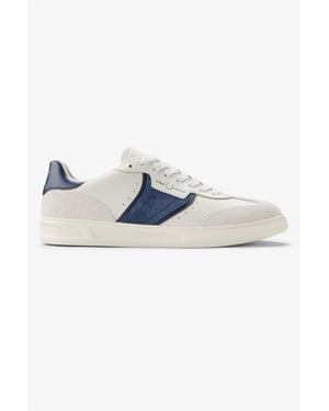 Fred Perry B4 Textured Leder/Suède Heren Porselein/Blaue Sneakers