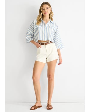 Oversized katoenen shirt met blauwe strepen