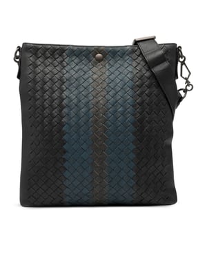 Tweedehands Tricolor Leren Intrecciato Schoudertas