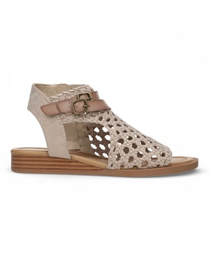Blowfish Malibu Dames Golden Beige Weave Micro Wedge Sandals - Anuella