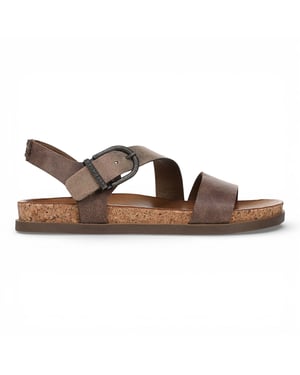 Blowfish Malibu Dames bruin zilveren voetbed met bandjes platte sandalen - Lance