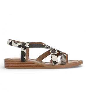 Blowfish Malibu Dames Zwarte Witte Micro Wedge bandjes Sandals - April