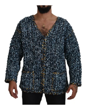 Gebreide Cardigan met Gouden Rand, Relaxte Pasvorm