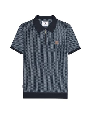 Lambretta Heren Gebreide Kwart Rits Poloshirt (Marineblauw)