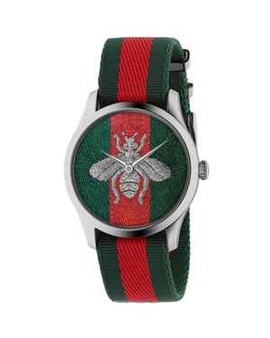 Gucci G-Timeless Bee herenhorloge met stoffen band - YA1264148