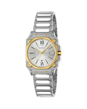 Gucci YA166506 G-Flat Zilveren Wijzerplaat Unisex Horloge