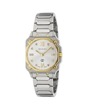 Gucci YA166503 G-Flat Zilveren Wijzerplaat Dameshorloge